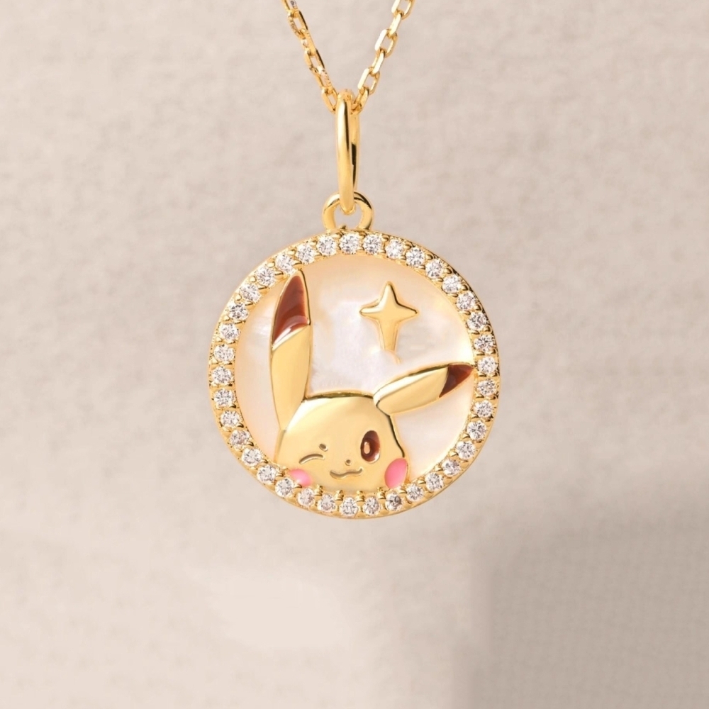 Wink & Shine Pikachu-Inspired Necklace Shell + Zircon Magic! - Picture 3 of 6